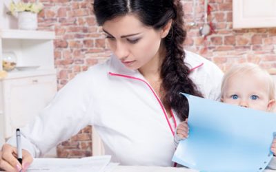 Mum Working From Home With Baby