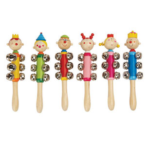 WOODEN HAND BELL STICK Kids Musical Rattle Toy Christmas Gift Stocking Filler UK